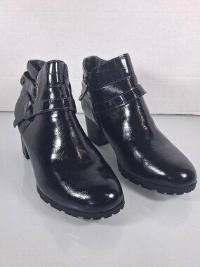JBU Aster Women's Pull On Ankle Boots Booties US Size 8 M Black Side Zip
